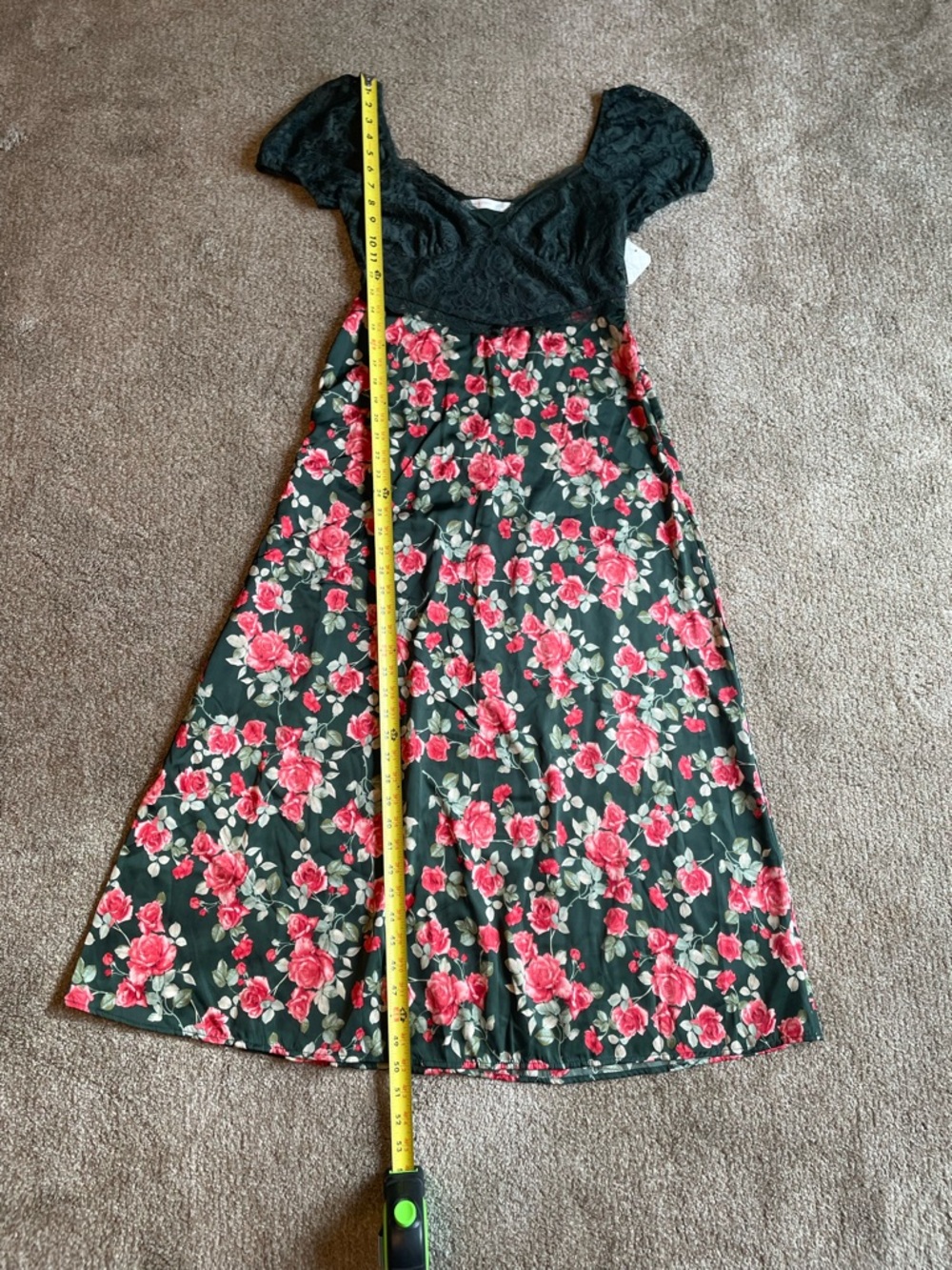 Altar'd State  Green Maxi Milkmaid Cotrage Core Clydie Floral Dress Size M Lace - Picture 13 of 13
